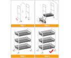 3 Tier Removable Kitchen Trolley Rack Holder Storage Shelf Organizer Wheels Black