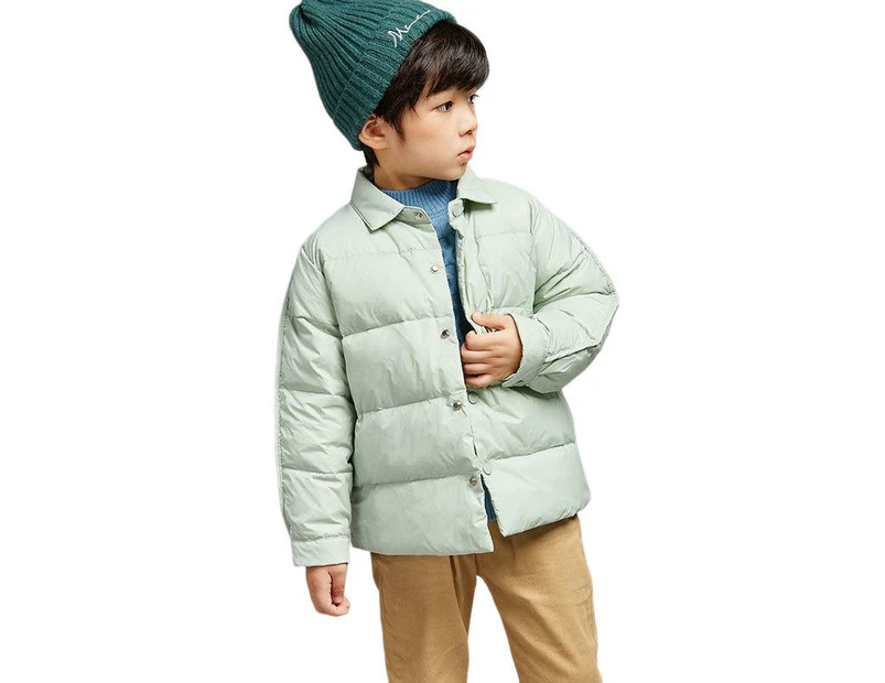 Dadawen Childrens Winter Coats Shirt Collar Lightweight Puffer Jacket-Green