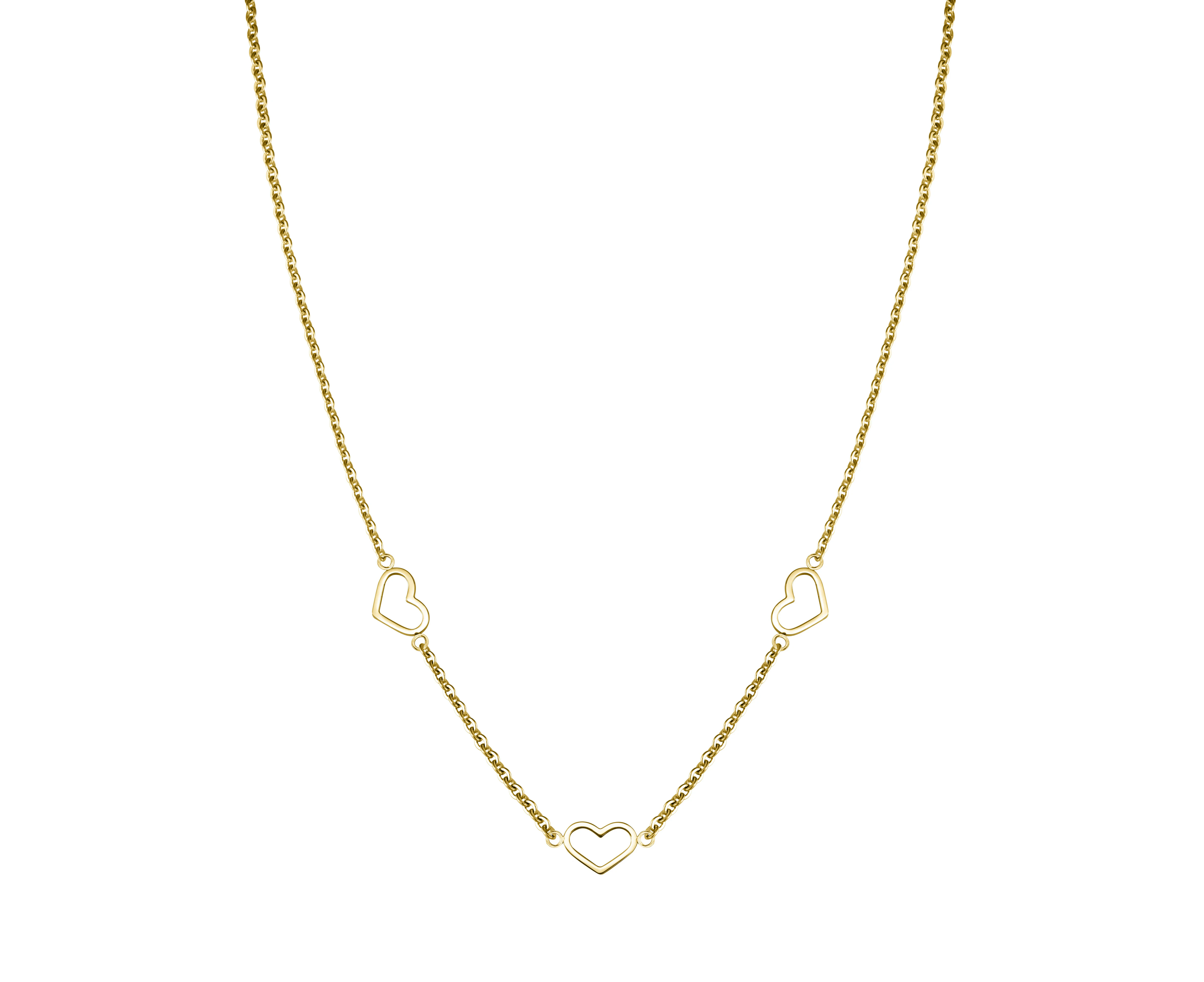 Rosefield Triple open Heart Necklace in Gold Tone