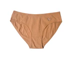 Women's Cotton Stretch Underwear Mid Waisted Briefs Panties 5 Pack-Camel