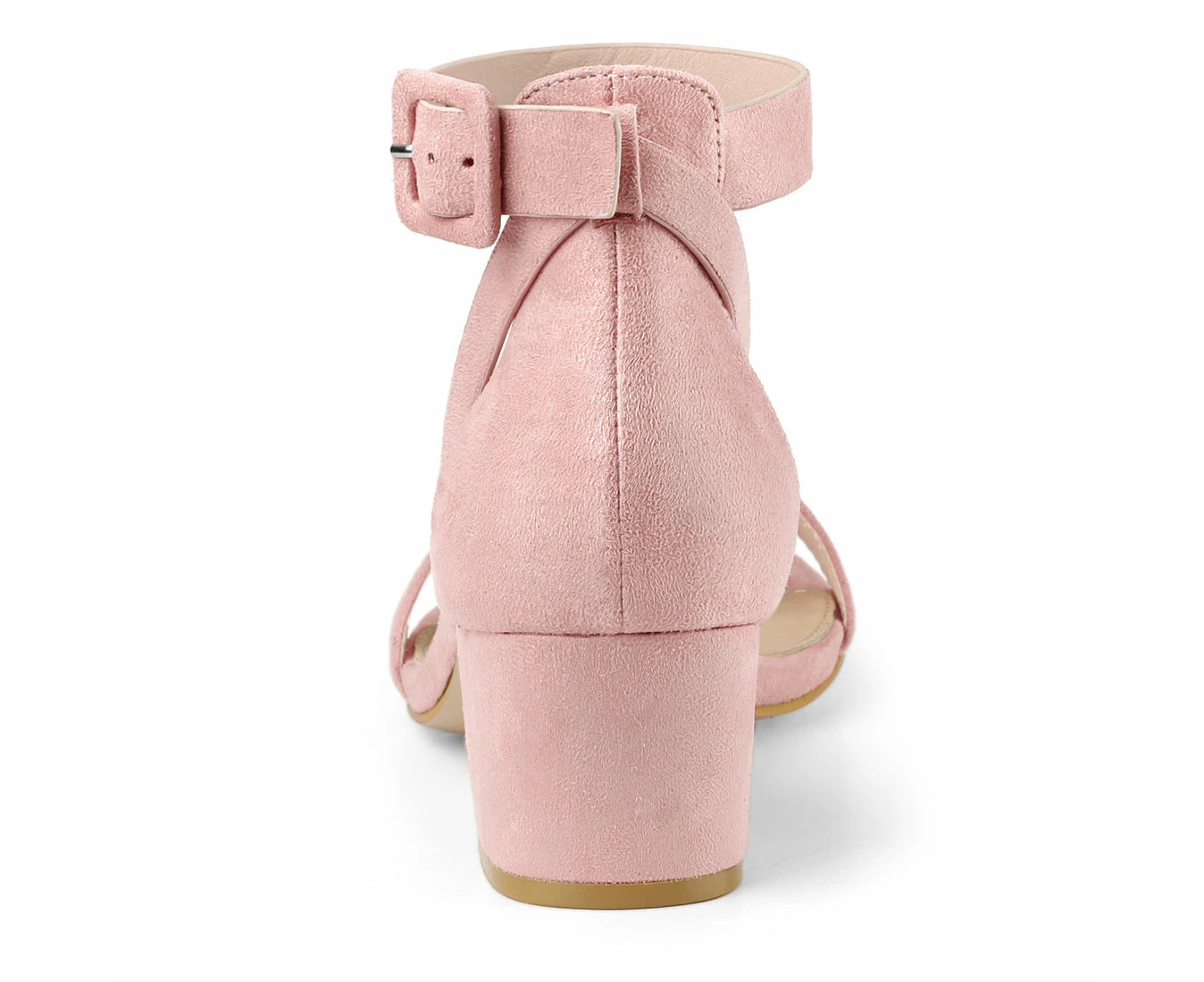 Allegra K Ankle Strap Chunky Heel Sandal Shoes Light Pink