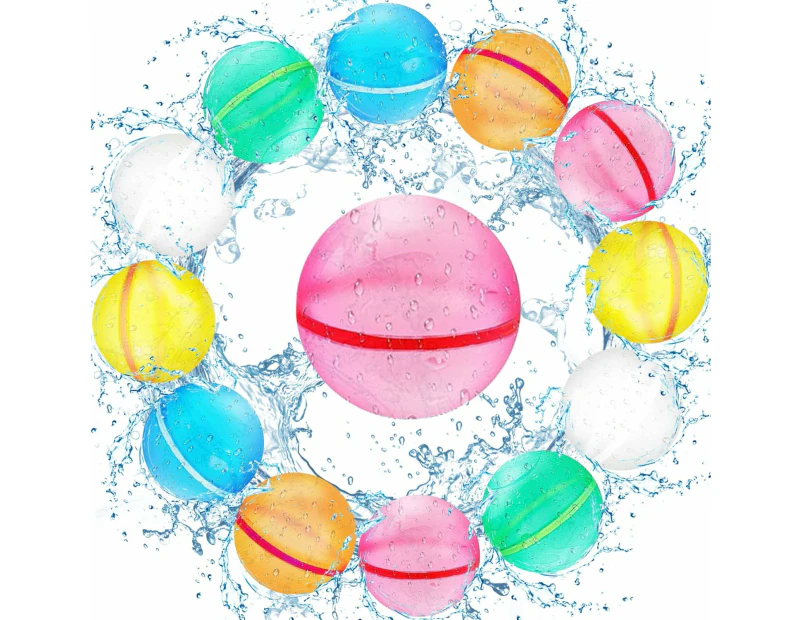 12PACK Reusable Water Balloons, Easy Quick Fill & Self-Sealing Water Bombs,Splash Bomb Water Balls Summer Toys for Kids, Pool, Outdoor Water Play Game