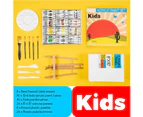 Kids Acrylic Painting Kit 200Pcs Wood Table Easel Art Set Paints Brushes Canvas