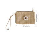 2023 Wristlet Wallet Women Girl ID Credit Card Bank Card Holder with Wrist Strap Straw Woven Coin Change Clutch Purse-shape-Grass yellow package