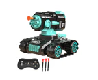 4WD Tank Toy Off-Roader Remote Control Car with 360 Degree Rotating Soft Bullets Shooting Cannon - Black