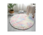 Tie Dye Round Rugs Super Soft Shaggy Pile Kids Bedroom Area Rugs Geometric Round Rugs - Non-Slip Home Decor Cute Teen Room Rugs-rainbow