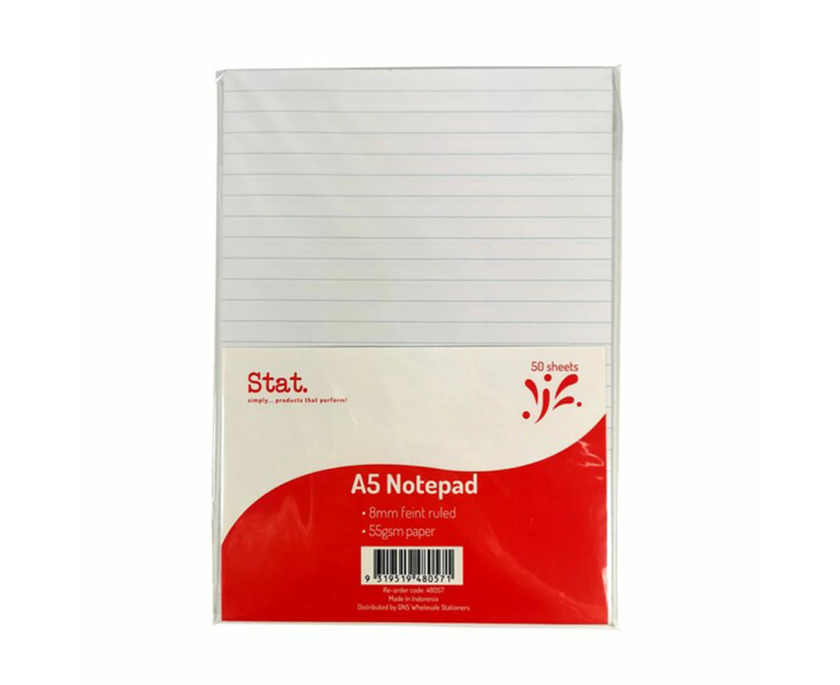 Stat A5 Ruling Notepad 8mm 50pcs (White)