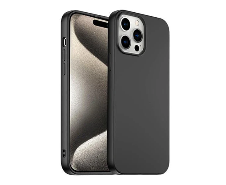 For Apple iPhone 15 Pro Max Silicone Silky Soft Case with Microfiber TPU Ultra Slim Anti Scratch Shockproof Cover (Black)