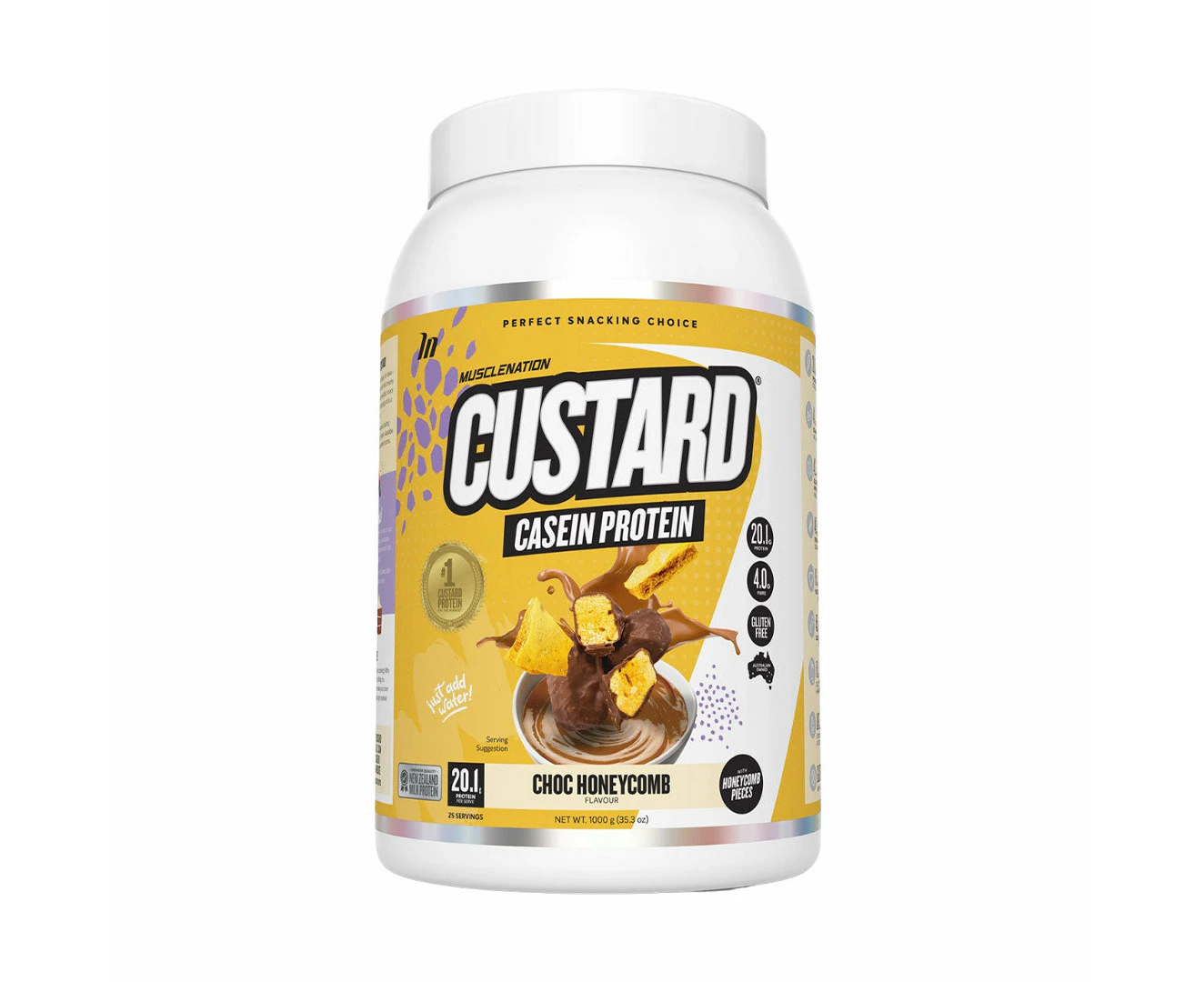 Muscle Nation Casein Custard Protein Powder - Choc Honeycomb