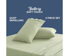 Dreamaker Superfine Washed Microfibre Standard Pillowcase Twin Pack - Sage Green