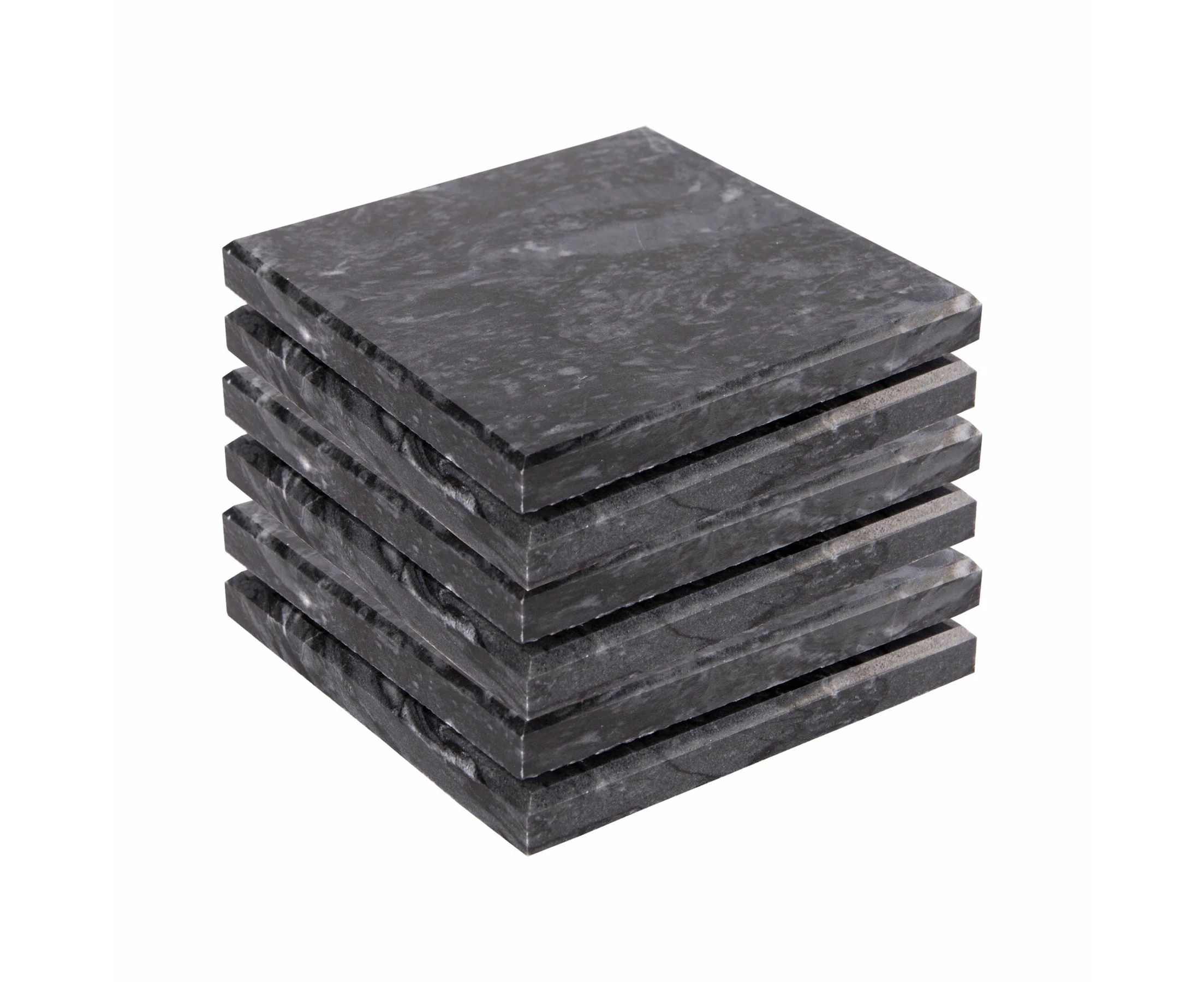 Argon Tableware Marble Square Coasters - 10cm - Black - Pack of 6