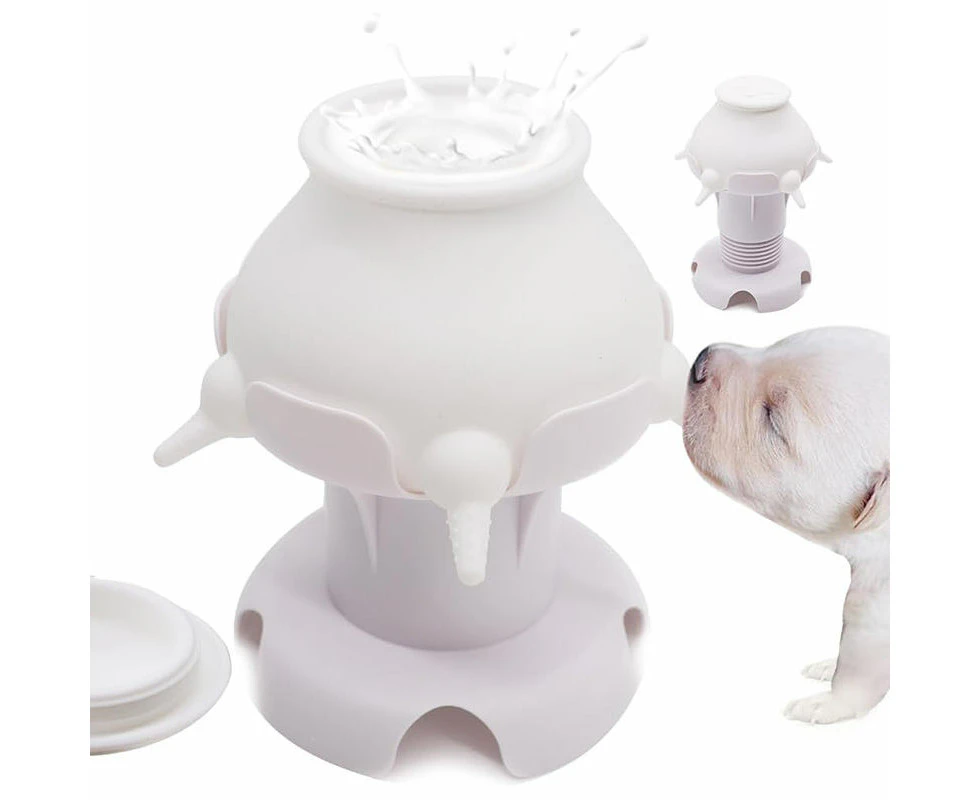 Hollypet Puppy Milk Feeder Silicone 5 Nipples Adjustable Height for Kittens-White