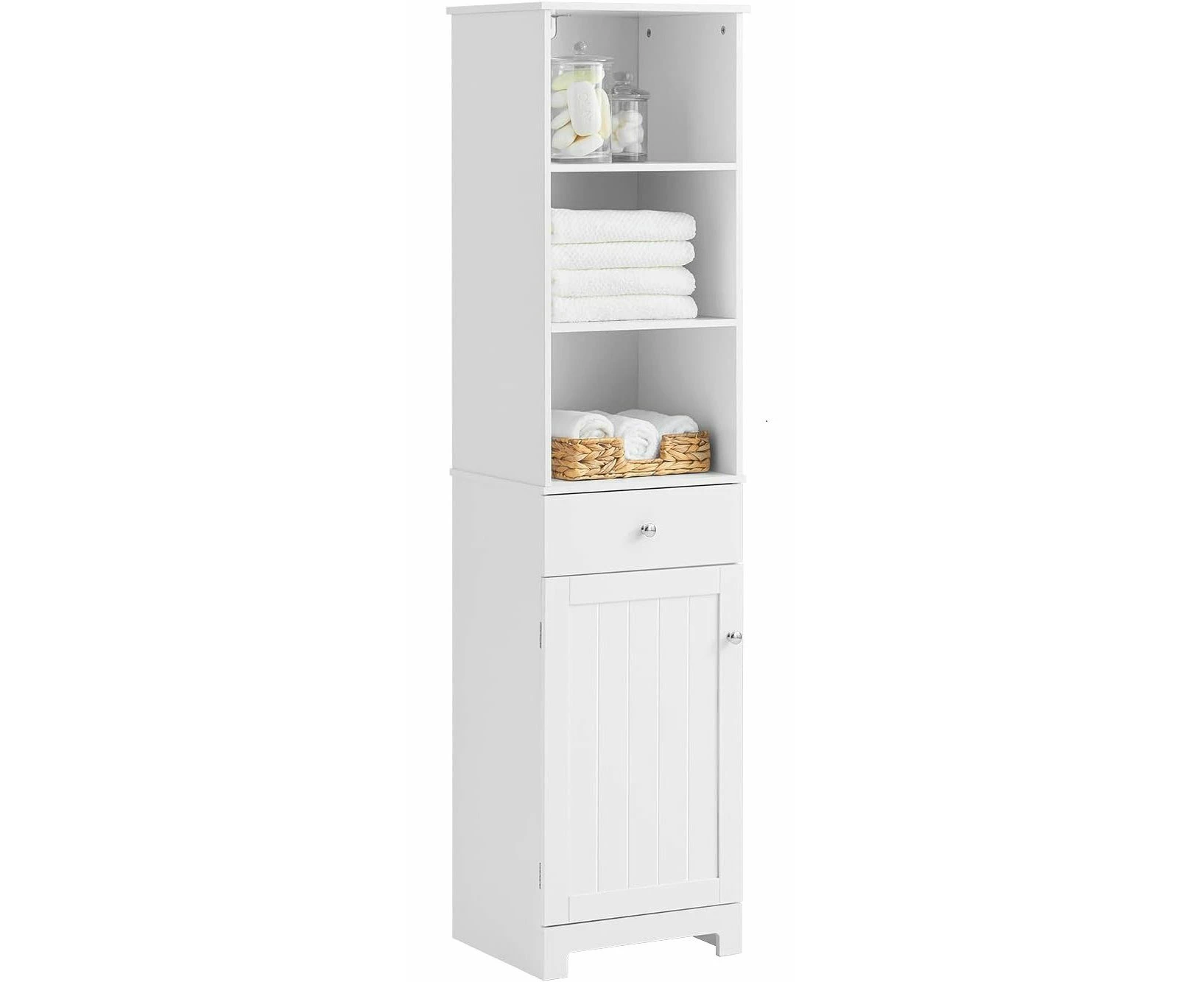 Tall Bathroom Storage Cabinet 3 Shelves, White