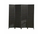 4-Panel Pine Wood Frame Room Divider Eco-Friendly Foldable Black