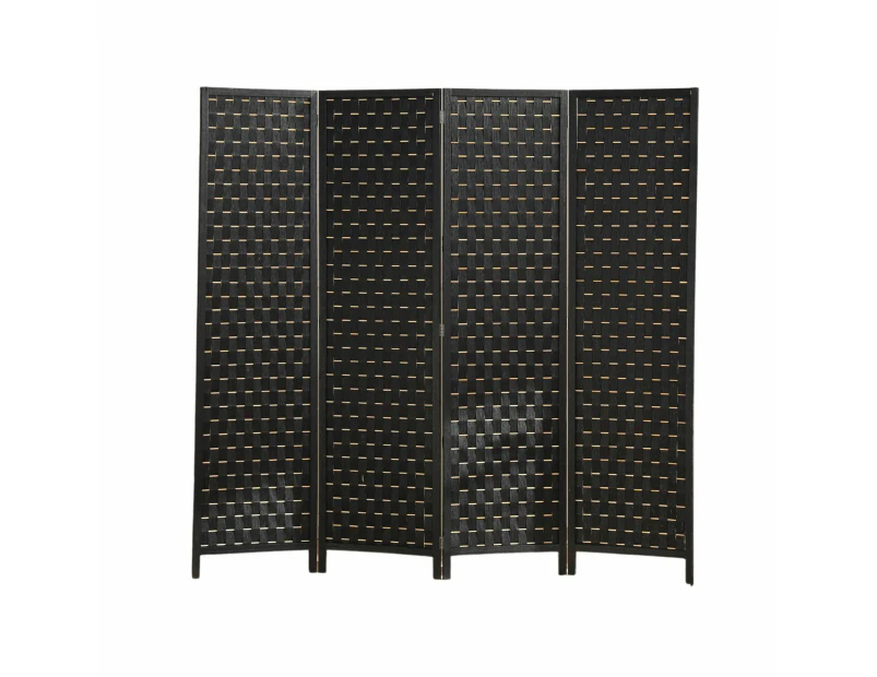 4-Panel Pine Wood Frame Room Divider Eco-Friendly Foldable Black