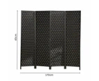 4-Panel Pine Wood Frame Room Divider Eco-Friendly Foldable Black