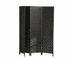 4-Panel Pine Wood Frame Room Divider Eco-Friendly Foldable Black