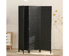 4-Panel Pine Wood Frame Room Divider Eco-Friendly Foldable Black