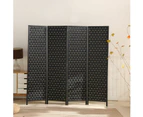 4-Panel Pine Wood Frame Room Divider Eco-Friendly Foldable Black