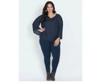 AUTOGRAPH - Plus Size - Womens Tops -  Jacquard Layered Blouse - French Navy