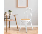 Oikiture Dining Chair Solid Wooden Chairs Ratan Seat White