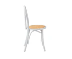 Oikiture Dining Chair Solid Wooden Chairs Ratan Seat White