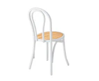 Oikiture Dining Chair Solid Wooden Chairs Ratan Seat White