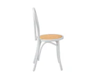 Oikiture Dining Chair Solid Wooden Chairs Ratan Seat White