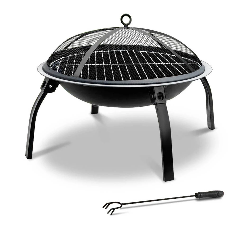 Fire Pit BBQ Grill Smoker 2in1 Portable Outdoor Fireplace Patio Heater Pits