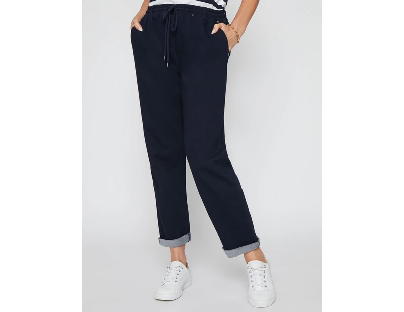 MILLERS - Womens Pants / Trousers -  Short Length Drawcord Pull On Denim Jogger - Double Dyed Indigo