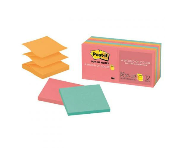 3M 70005248417 Post-it Pop Up Note Refill R330-12AN Cape Town Collection 76x76mm - 100 Sheet Pads - 12 Pack [70005248417]