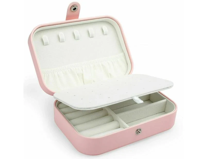 Portable Jewellery Box Travel Ornaments Ring Storage Organizer Makeup Case - PINK