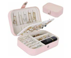 Portable Jewellery Box Travel Ornaments Ring Storage Organizer Makeup Case - PINK