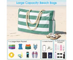 Large Waterproof Beach Tote Bag With Zipper Beach Bags Waterproof Sandproof Bag-Green