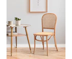 Oikiture Dining Chairs Wooden Chairs Rattan Accent Chair Beige