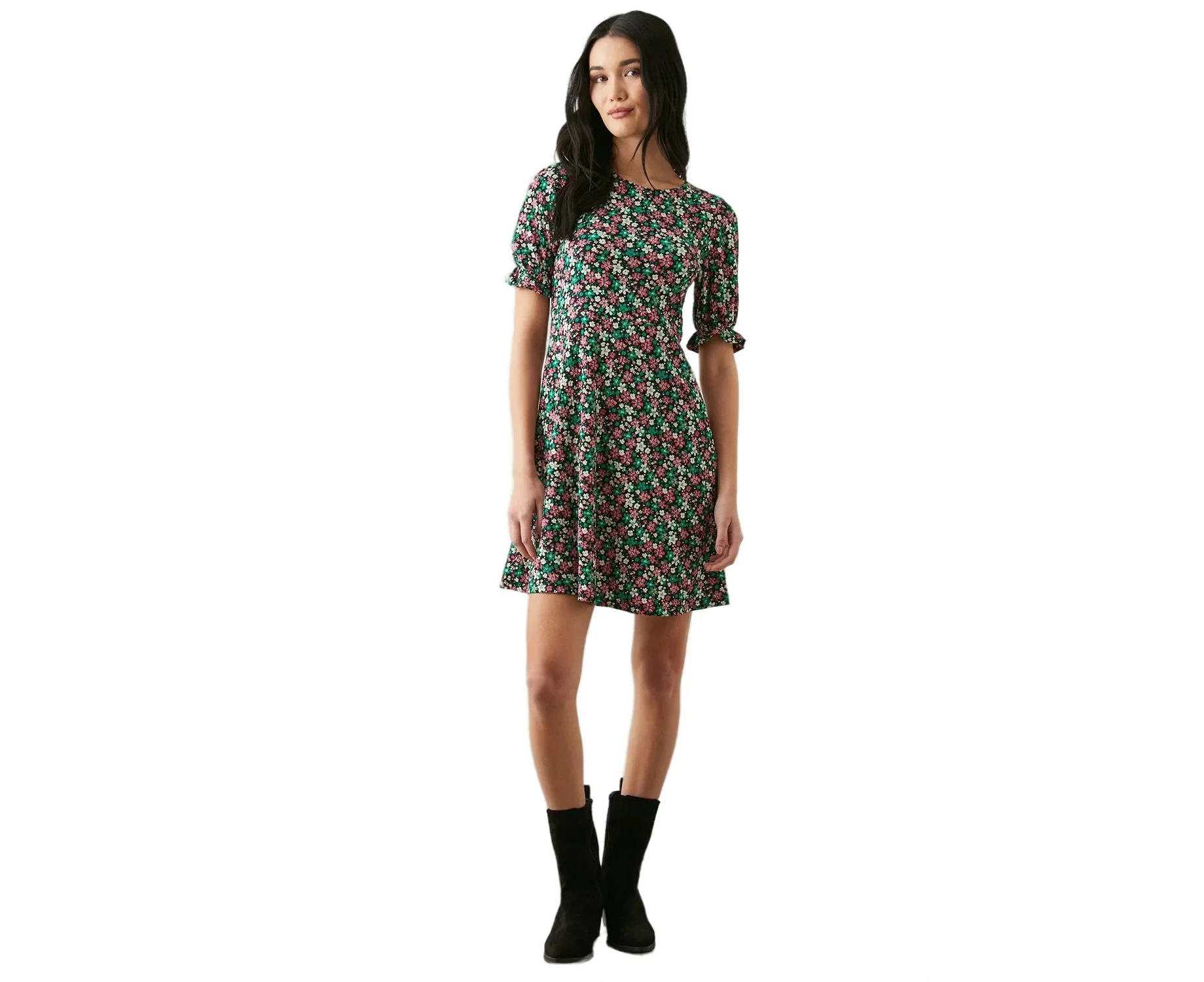 Dorothy Perkins Womens Ditsy Print Short-Sleeved Mini Dress (Multicoloured) - DP1626