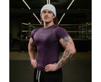 Mens Workout T-Shirts Athletic Gym Tee Shirts for Men with Short Sleeve-silvery