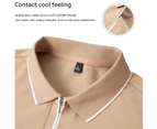 Mens Zipper Shirts Casual Knit Tops Short Sleeve T Shirt Classic Fit Shirt-white