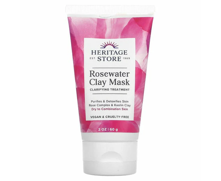 Rosewater Clay Mask, Dry To Combination Skin, 2 oz (60 g)