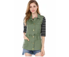 Allegra K Drawstring Waist Cargo Vest - Green