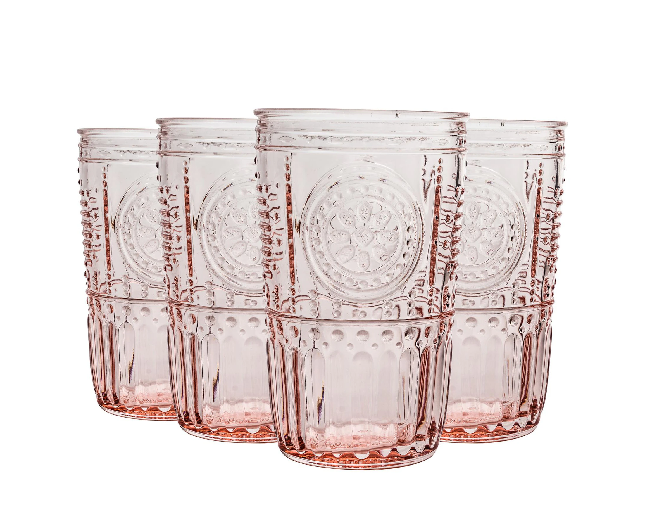 Bormioli Rocco 8pc Romantic Highball Glasses Set - 475ml - Pink