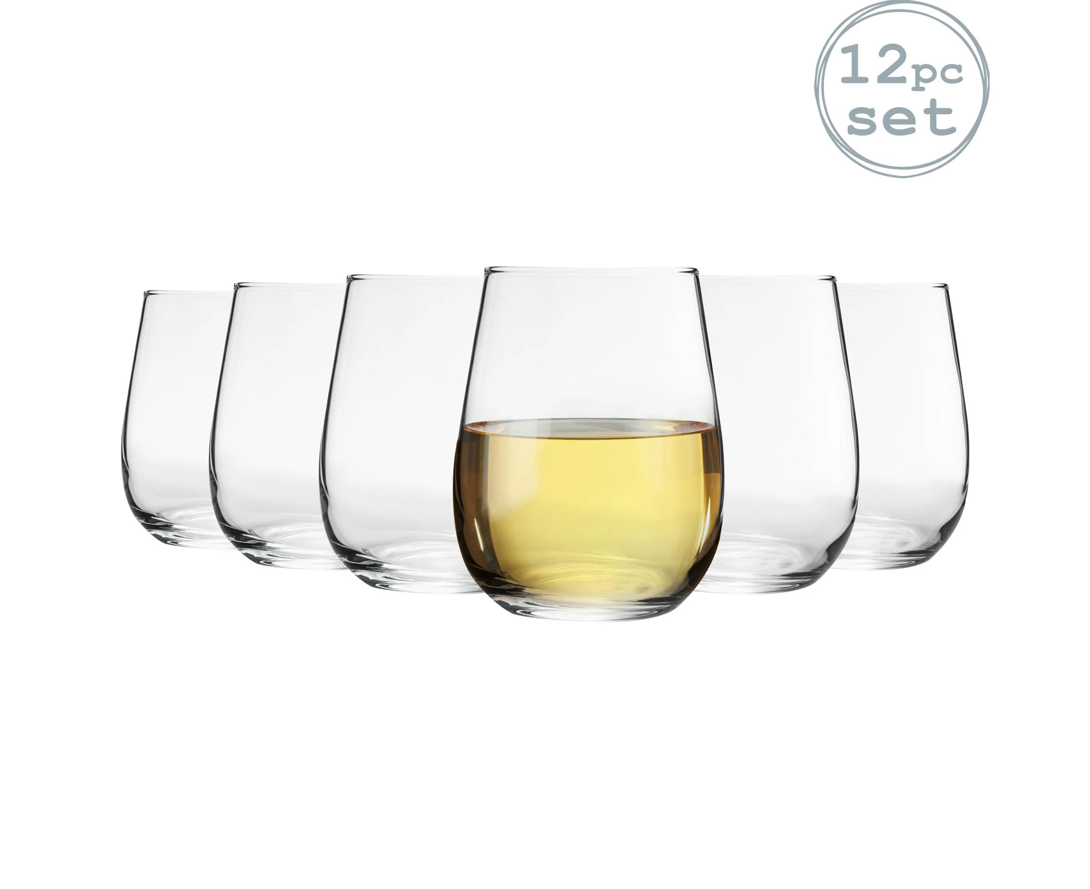 LAV 12 Piece Gaia Stemless White Wine Glasses Set - 360ml