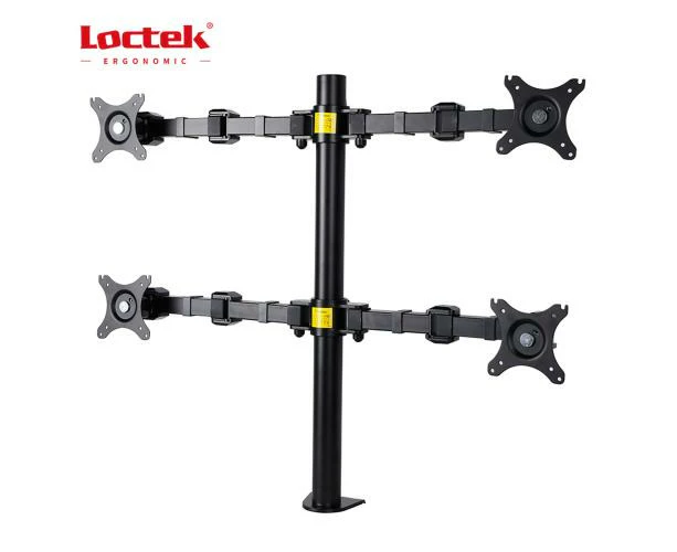 Loctek Eco Mount, 10"-30" Quad Monitors Ergonomic Swivel Arm - VESA 75 & 100mm - Capacity 10KG - Adjust -85 -15deg -  [DLB114]