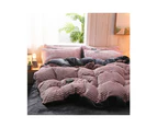 Duvet Cover Velvet 4 Piece Bedding Sets Soft and Breathable with Zipper Closure and Corner Ties Cover-Pink