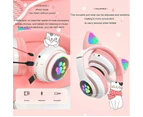 Cat Ears Headphones Kids Wireless with MIC Control RGB LED Light Girl Stereo Music Helmet Bluetooth Phone Headset Earphone for Gaming and Leaning