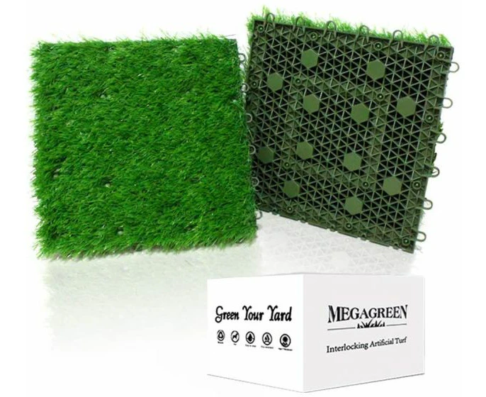 2 X Artificial Grass Turf Interlocking Grass Tiles Self Draining For Outdoor Patio, Balcony, Garden Indoor Flooring DÃƒÂ©cor