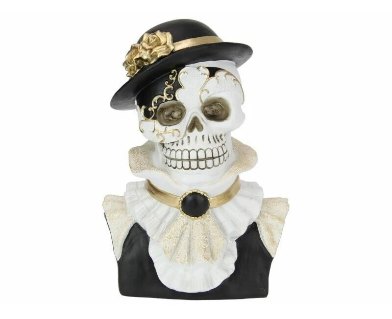 27cm Female Skull Bust Mask Clown Garden Ornament Figurine Statue Sculpture Gift