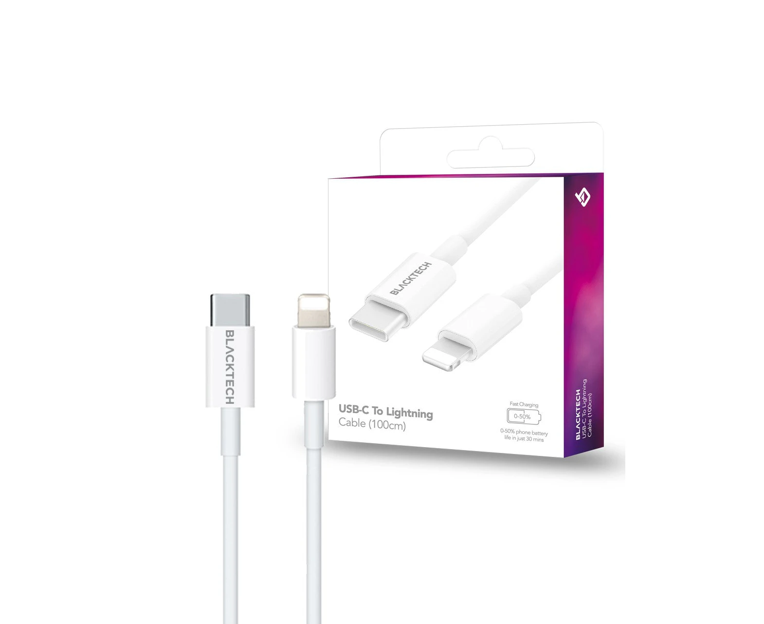 BLACKTECH USB-C To 8 pin Type C PD Fast Charging Cable Data Quality - USB-C To Lightning, 100 CM