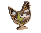Wooden Chicken Carved Ornament Mountain Scene Colorful Exquisite Home Decoration Model
