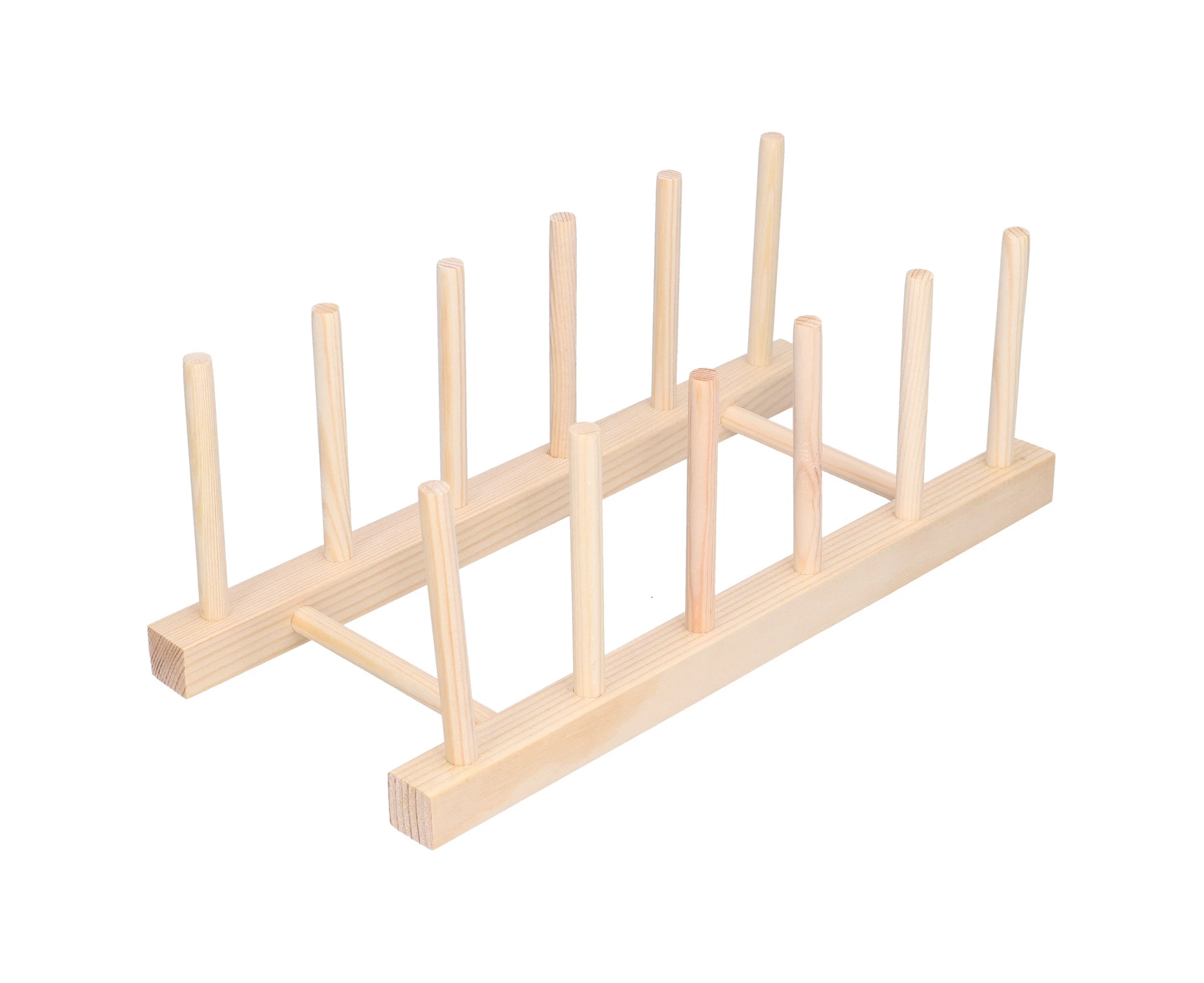 Dish Plate Lightweight Portable Environmental Friendly Durable Pine Wood Dish Rack5 Grids 28Cm